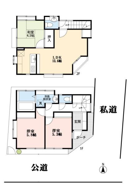 　間取り　間取り図東南角地