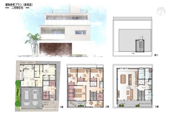 　その他建物プラン例　二世帯住宅・鉄骨造　建物参考プラン